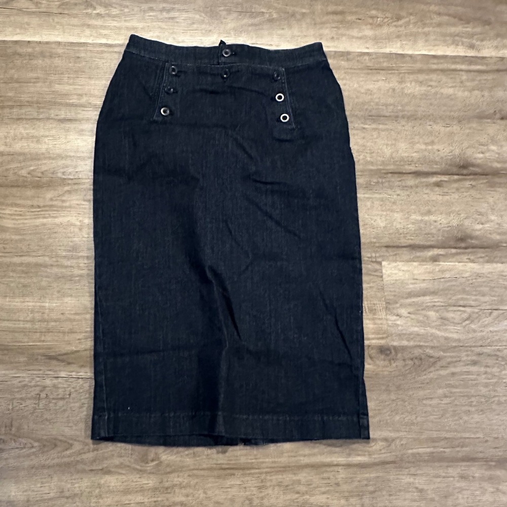 Madewell Denim Sailor Skirt Size 31 Dark Wash Lace Up Back Midi Pencil F4730